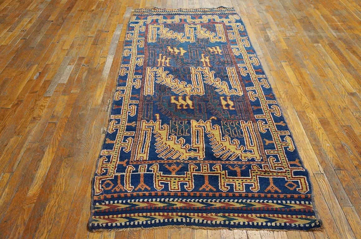 Antiker nordafrikanischer Teppich aus Tunesien. Größe: 3'9