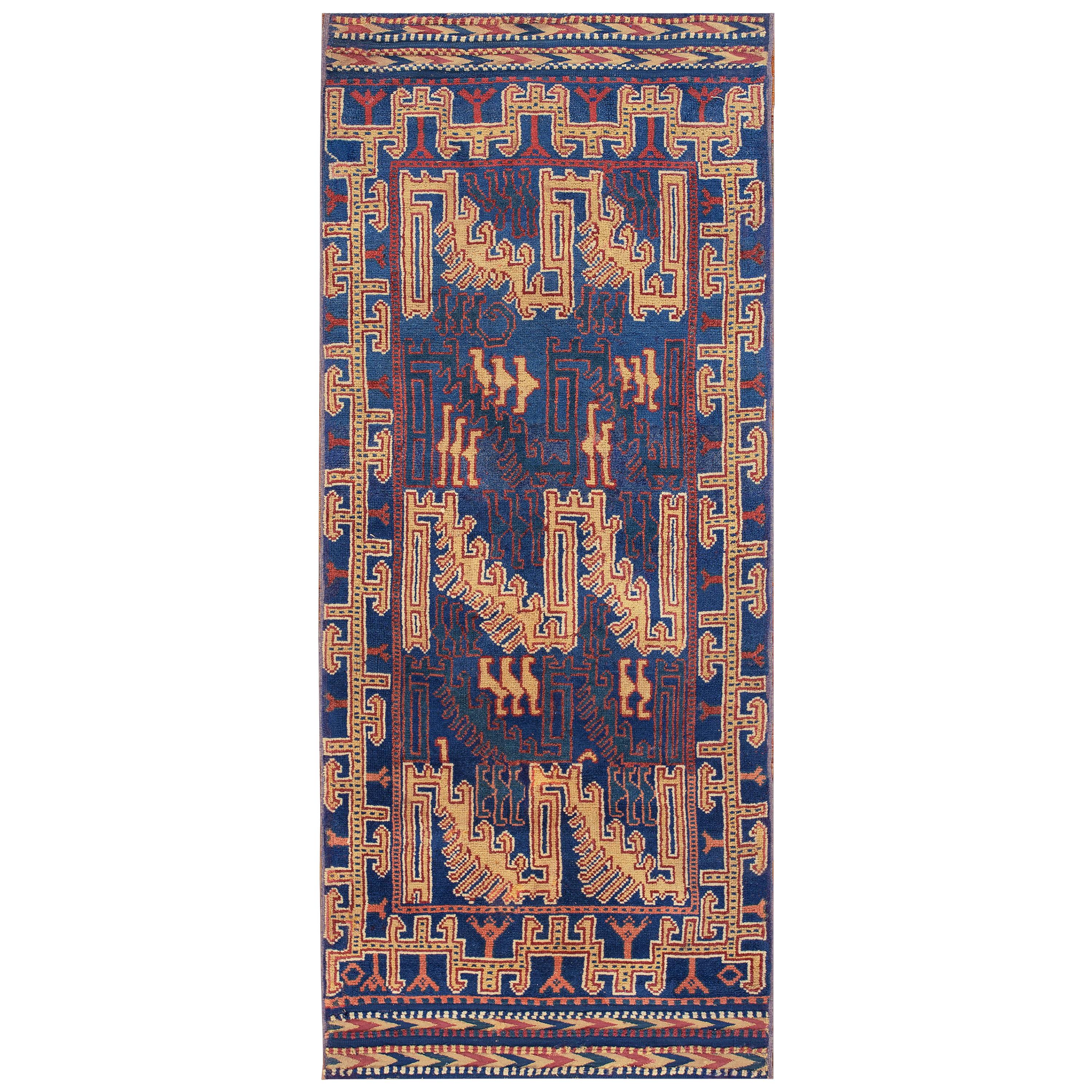 Antique North African Tunisian Rug 3' 9" x 10' 0" For Sale