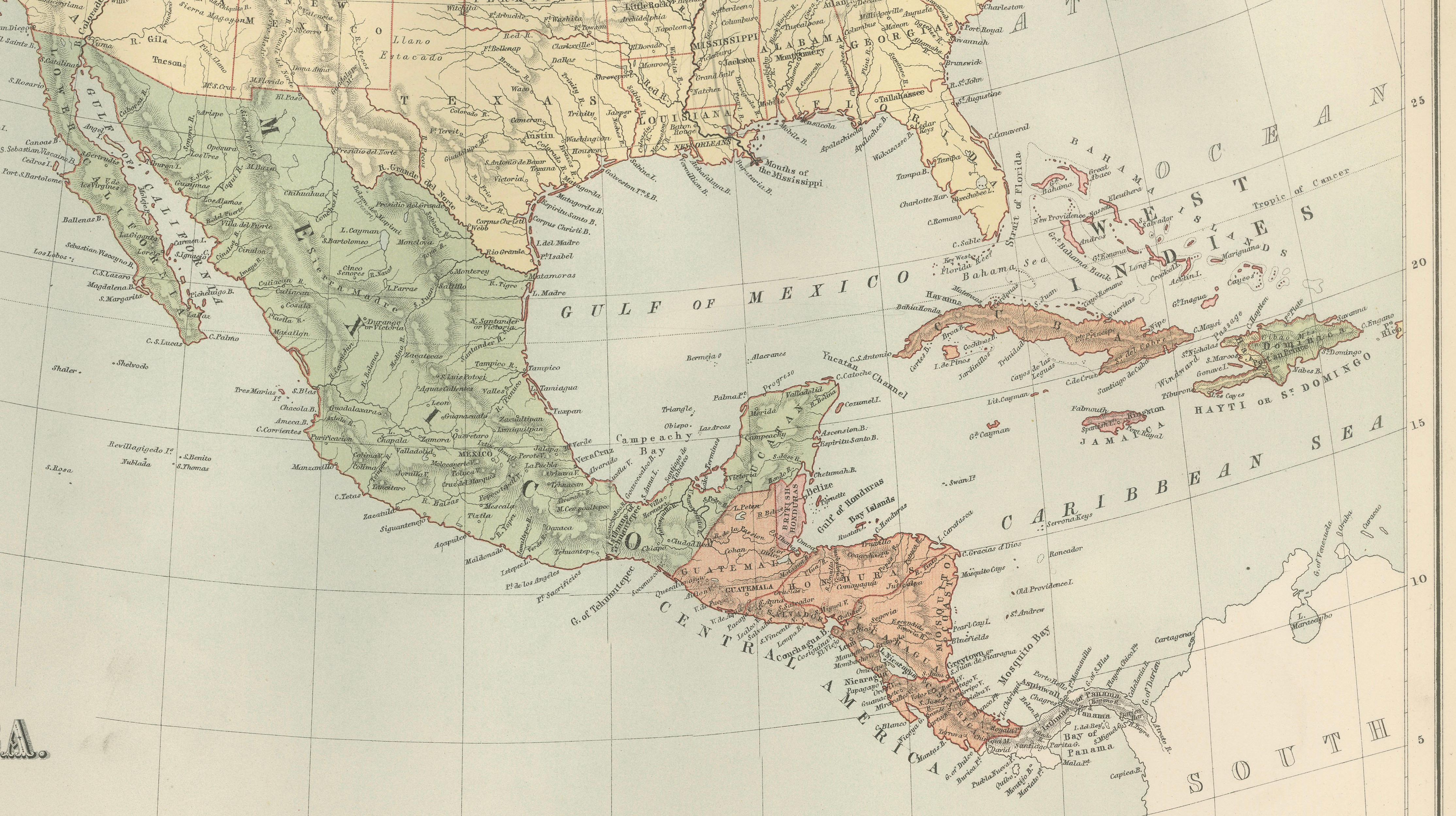 Antique North America Map, Canada, USA, Mexico, Bartholomew, 1884