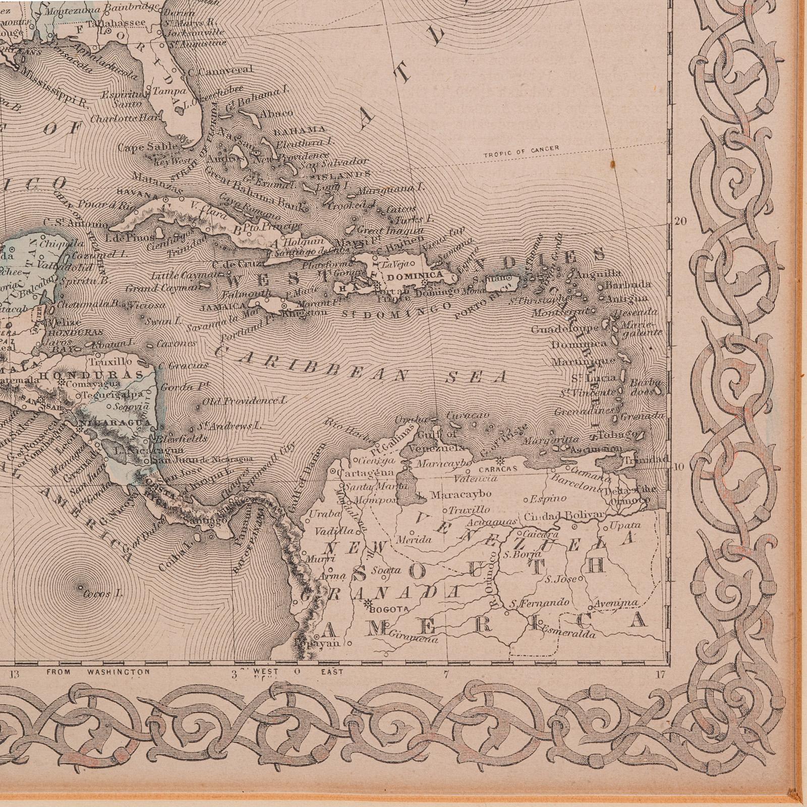 Antique North America Map, USA, Canada, Mexico, Cartography, Colton, Victorian For Sale 6