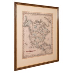Carte ancienne d'Amérique du Nord, États-Unis, Canada, Mexique, cartographie, Colton, Victorien
