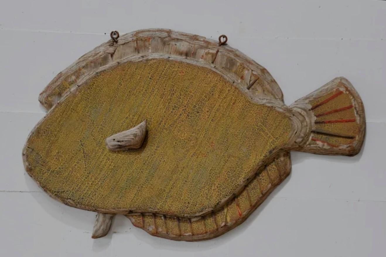 Antikes Nord Carolina Bait Shop Handelsschild aus bemaltem Holz mit Fischmotiven im Angebot 3