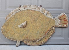 Antique North Carolina Bait Shop Retail Flounder Fish Painted Wood Trade Sign