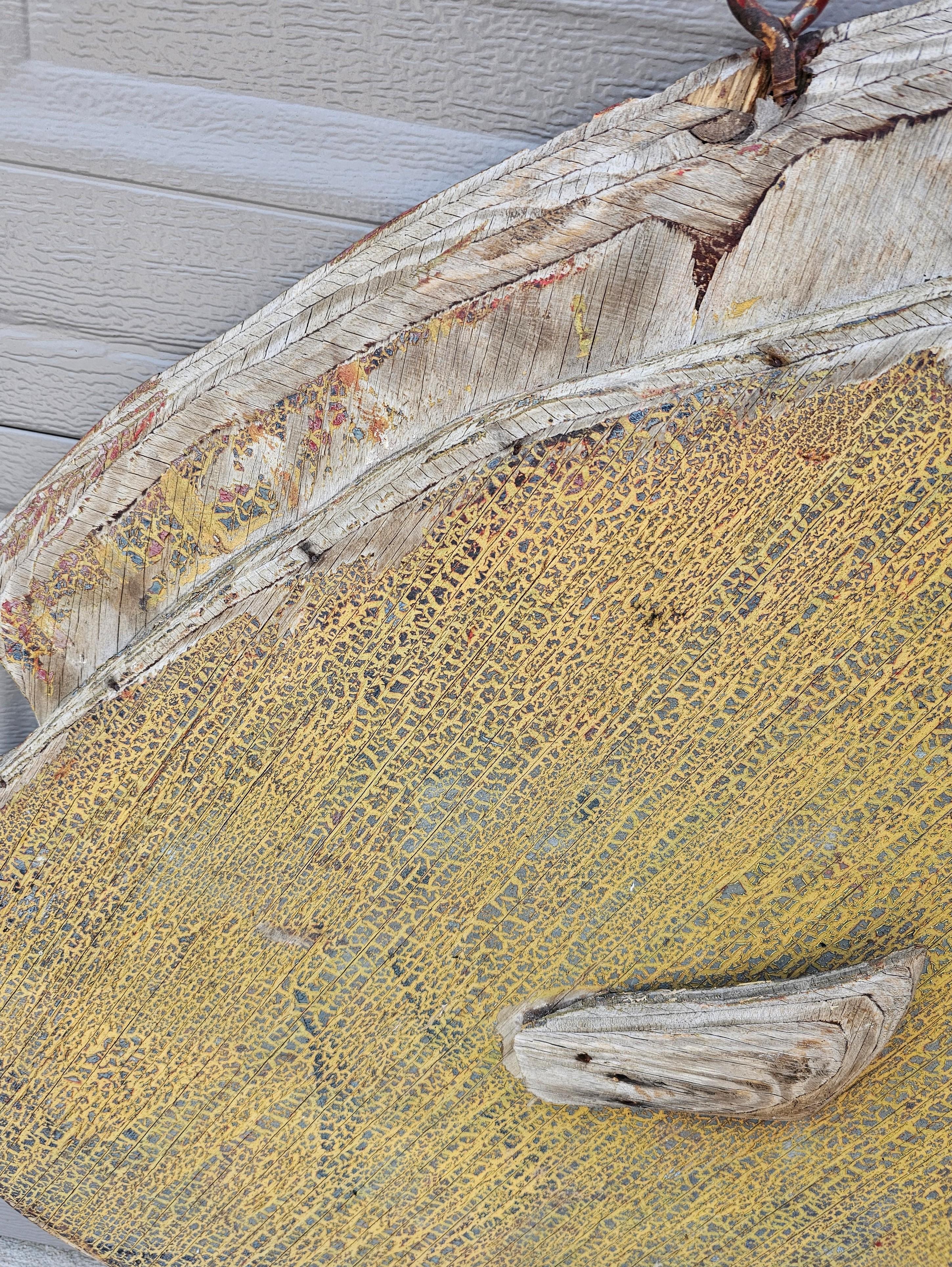 Antikes Nord Carolina Bait Shop Handelsschild aus bemaltem Holz mit Fischmotiven (amerikanisch) im Angebot