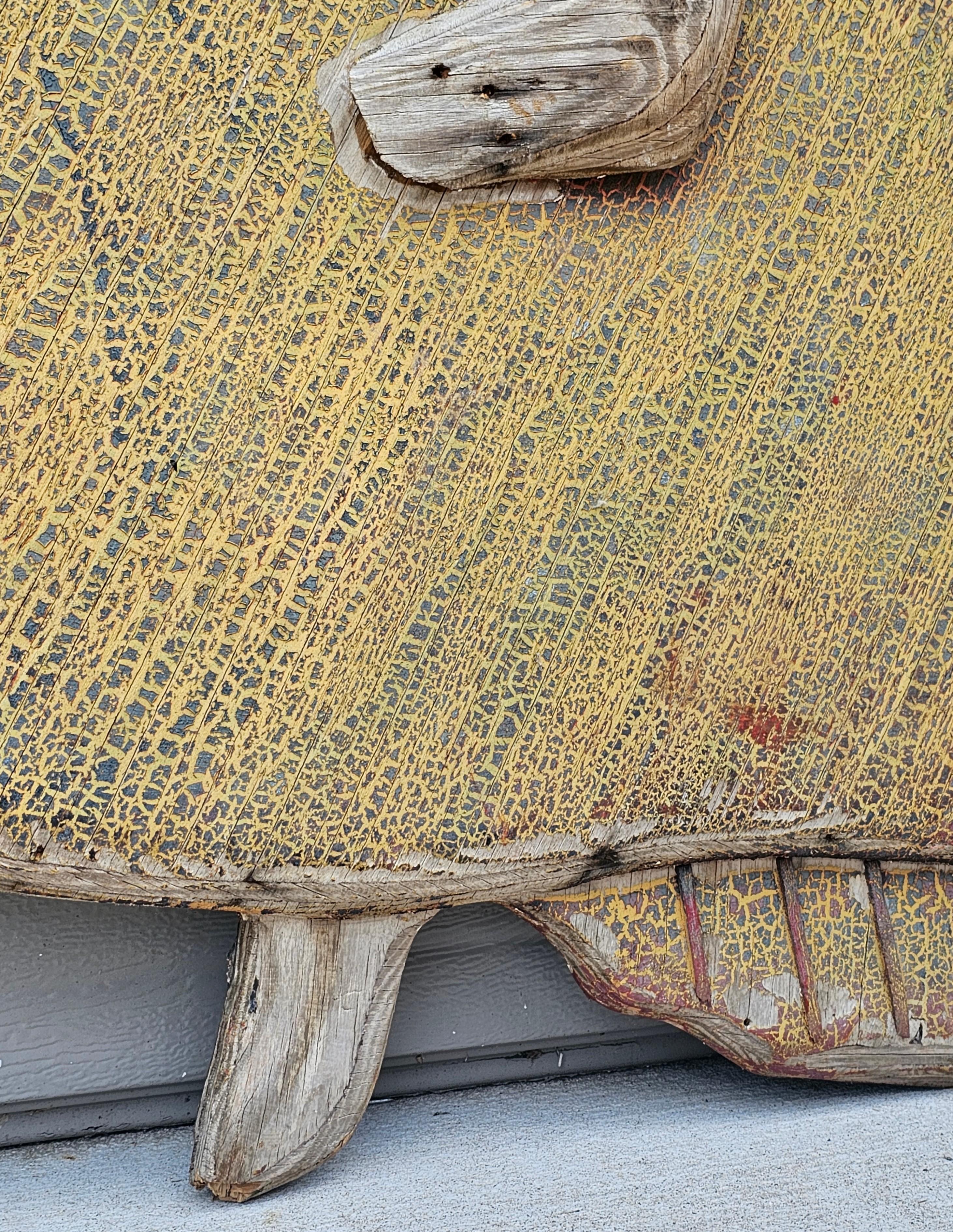 Antikes Nord Carolina Bait Shop Handelsschild aus bemaltem Holz mit Fischmotiven (Handgefertigt) im Angebot