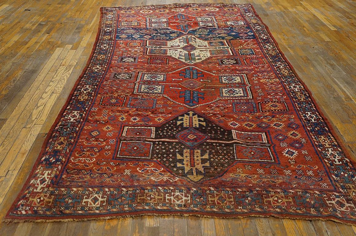 Hand-Knotted 19th Century N.E. Persian Kurdish Quchan Carpet ( 5'8