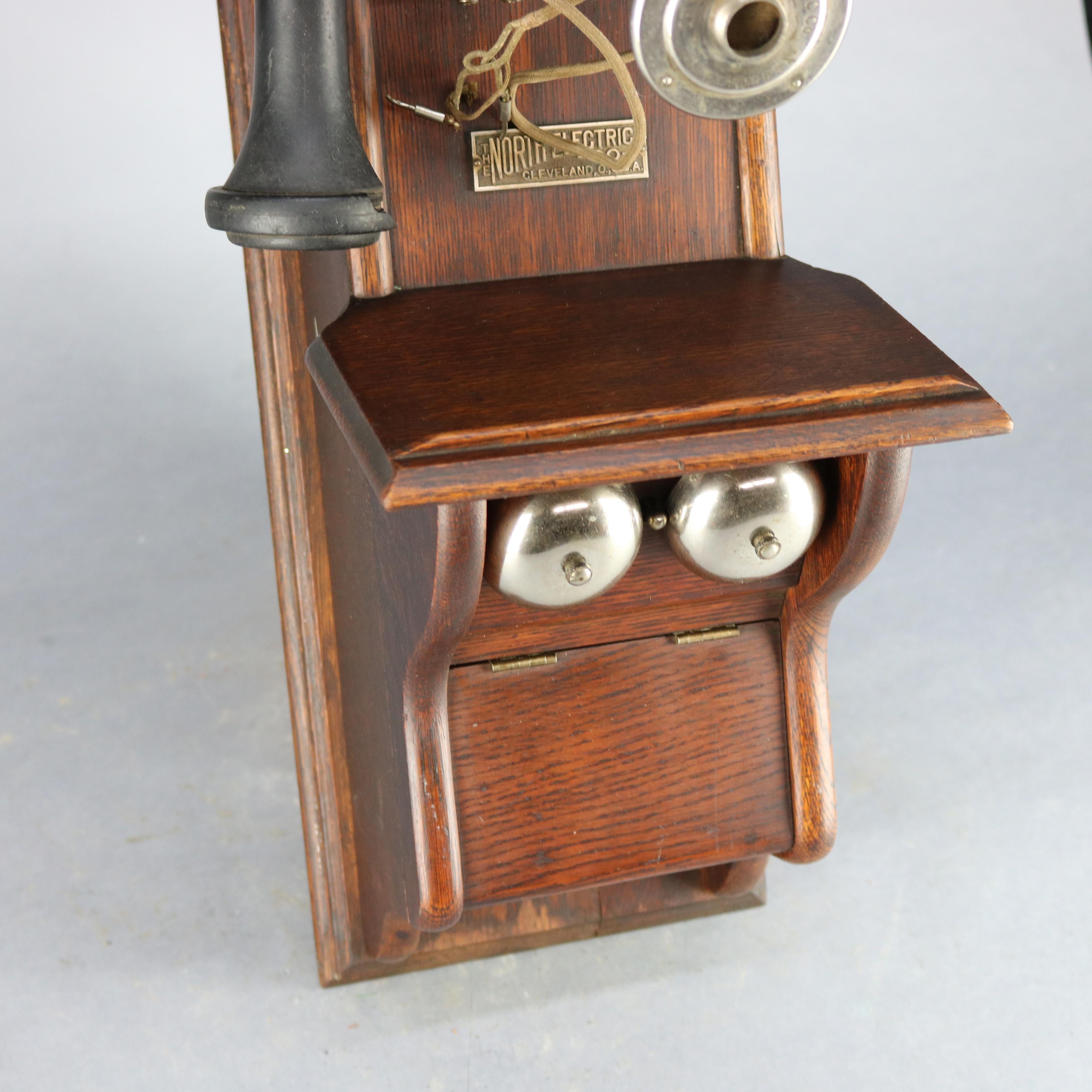 Antique North Electric Paddle Type Oak Wall Telephone, circa 1890 3