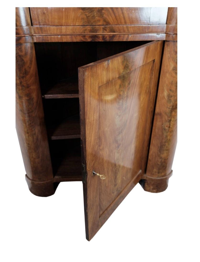 Antique Late Empire North German Corner Cabinet In Polished Mahogany From 1840s For Sale 2