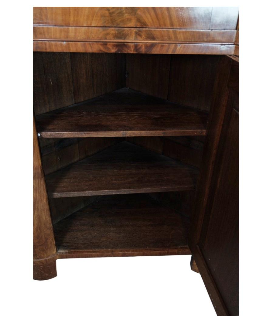 Antique Late Empire North German Corner Cabinet In Polished Mahogany From 1840s For Sale 3