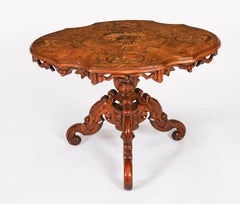 Antique North Italian Walnut Marquetry Tea / Coffee Table Mid 19th Century