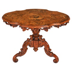 Antique North Italian Walnut Marquetry Tea / Coffee Table Mid 19th Century