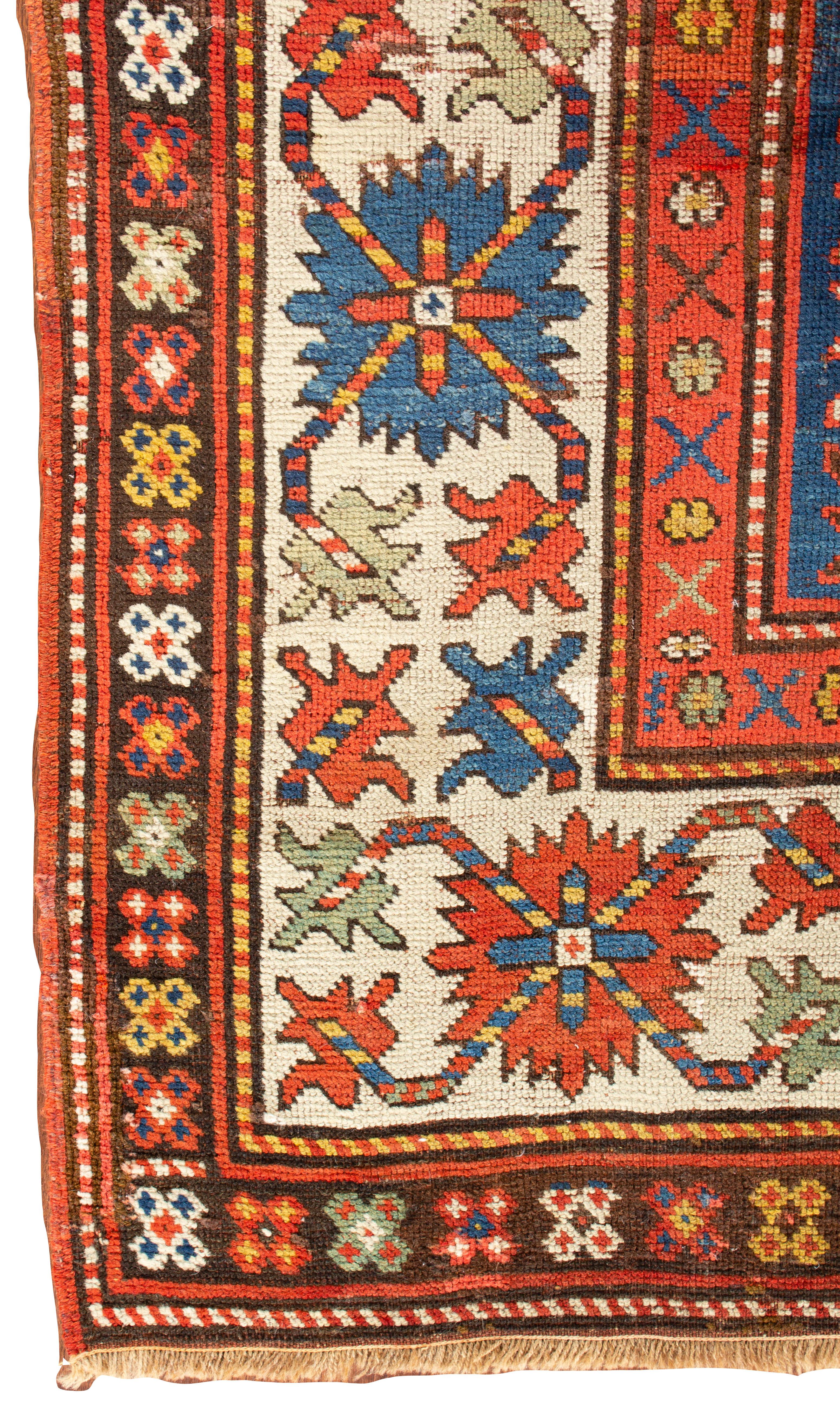 Hand-Woven Antique North West Caucasian Rug, circa 1880  3'5 x 7'7 For Sale