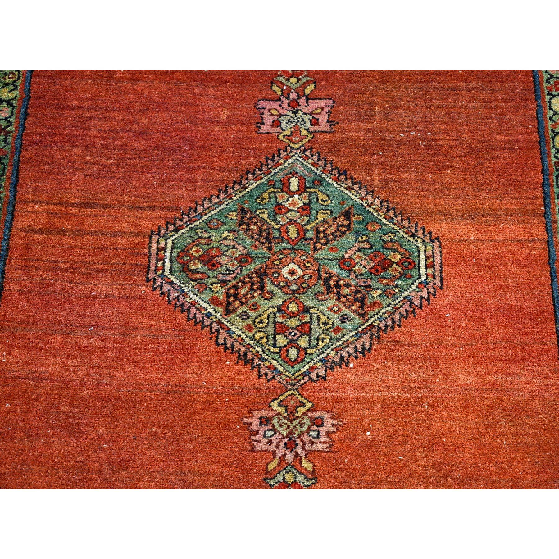 Antique North West Persian Runner, Dated 1876 Even Wear Red Wool Handknotted Rug In Good Condition For Sale In Carlstadt, NJ