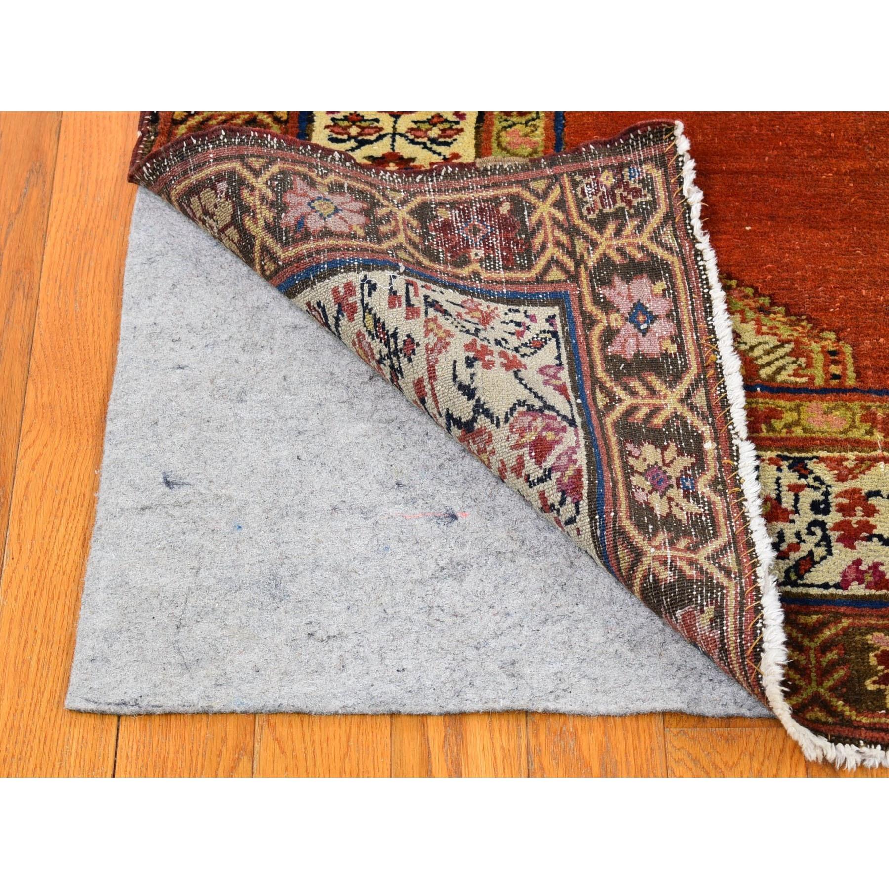 Late 19th Century Antique North West Persian Runner, Dated 1876 Even Wear Red Wool Handknotted Rug For Sale