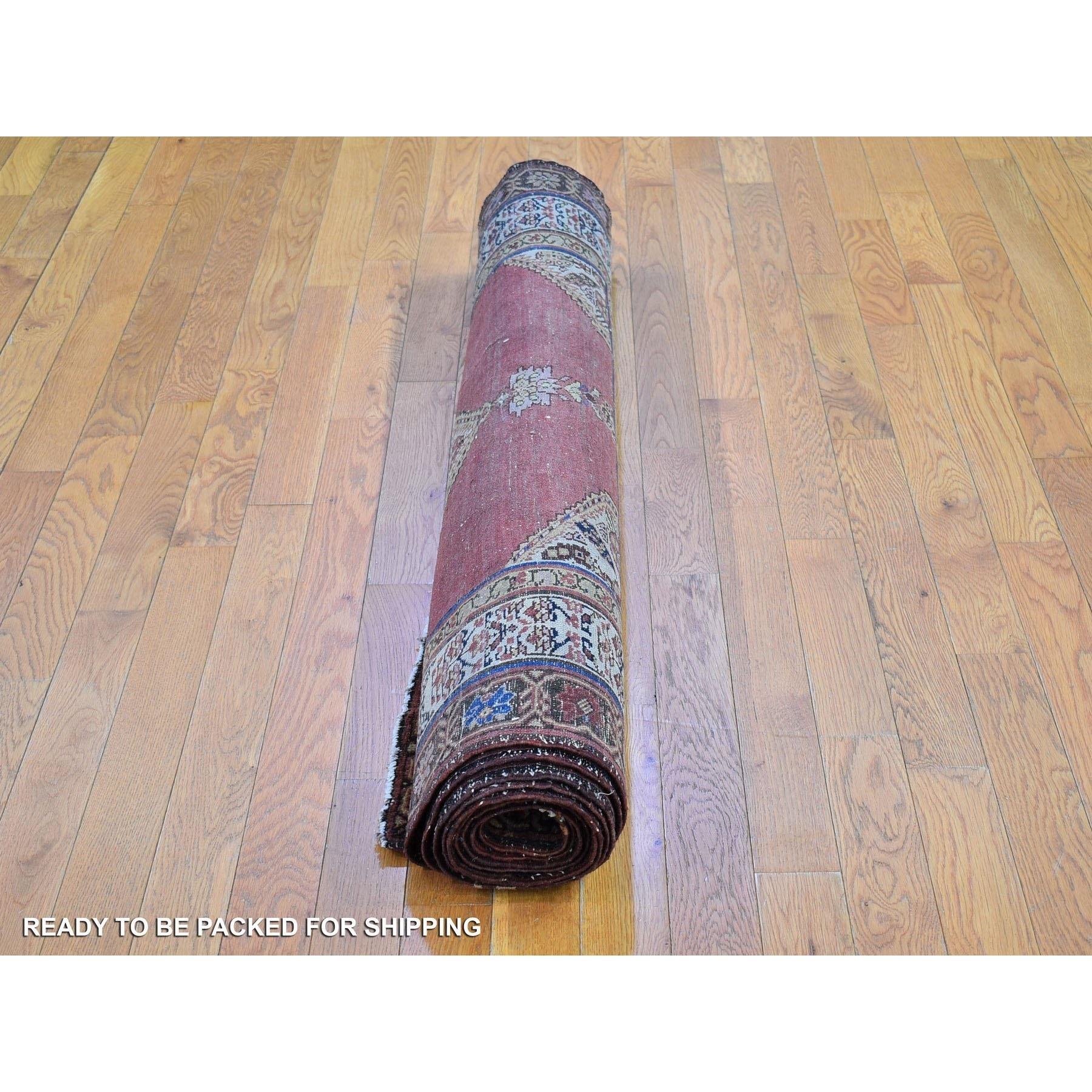 Antique North West Persian Runner, Dated 1876 Even Wear Red Wool Handknotted Rug For Sale 1