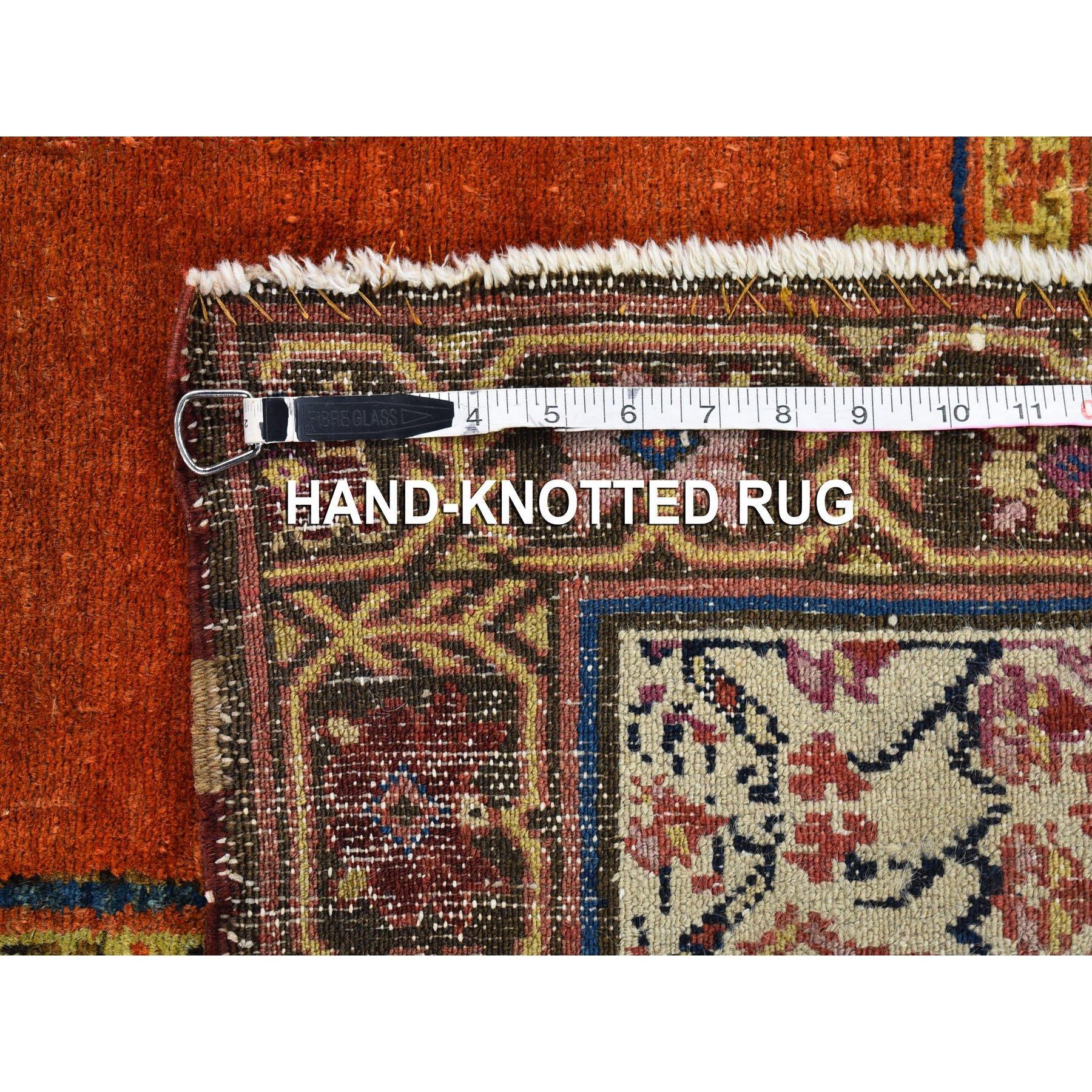 Antique North West Persian Runner, Dated 1876 Even Wear Red Wool Handknotted Rug For Sale 3