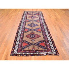 Antique North West Persian with Camel Hair Runner Full Pile Wool Handknotted Rug