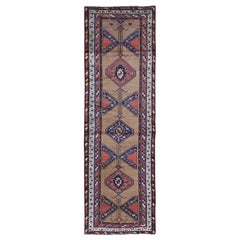 Vintage North West Persian with Camel Hair Runner Full Pile Wool Handknotted Rug