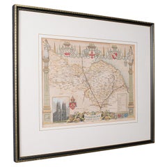 Antique North Yorkshire Map, English, Framed Lithography, Cartography, Victorian