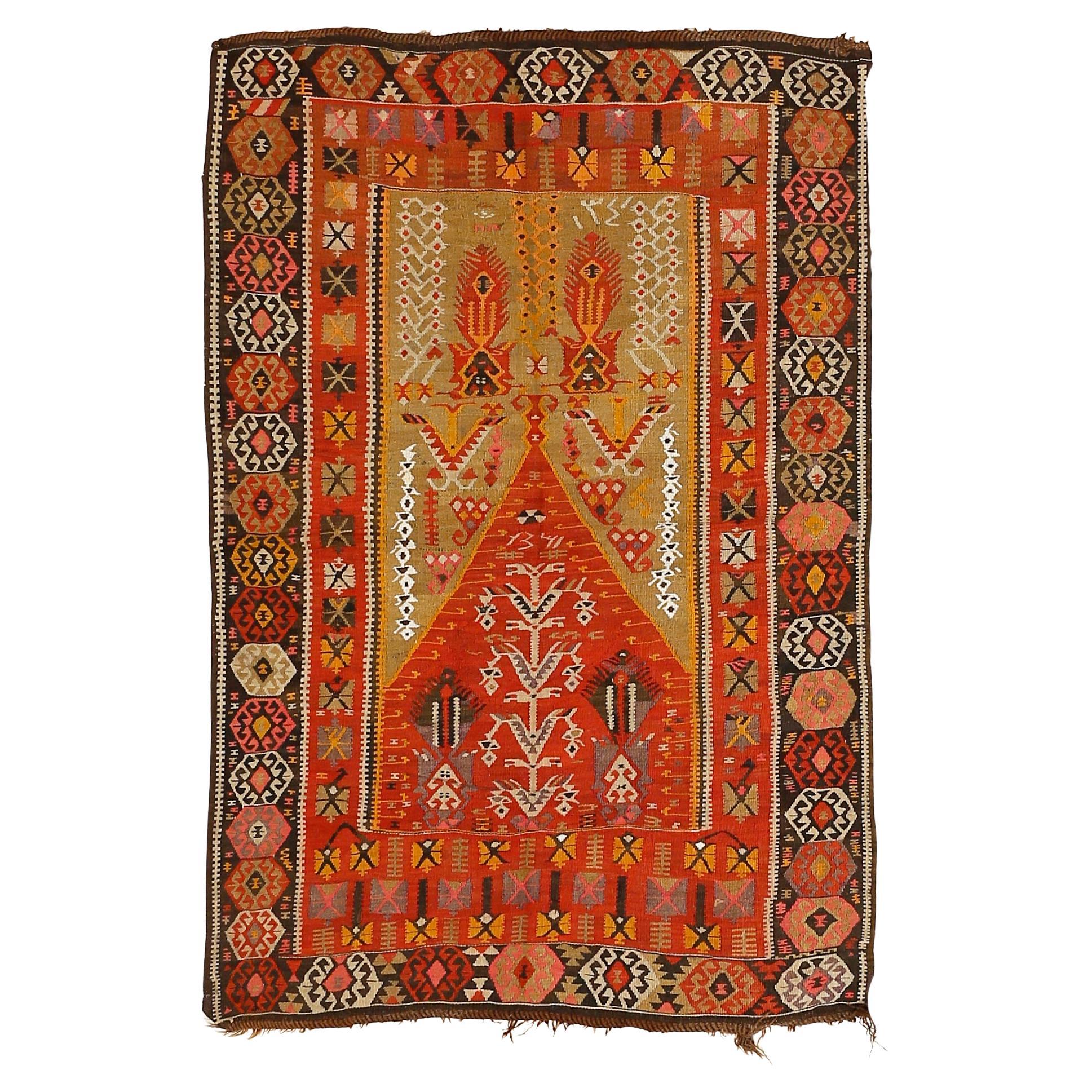 Antique Northeastern Anatolian Kilim Rug with Niche Design For Sale