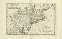 Antique Northeastern United States Map — New England & Mid-Atlantic, Bonne, 1780