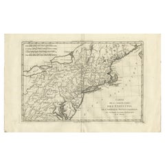 Antique Northeastern United States Map — New England & Mid-Atlantic, Bonne, 1780