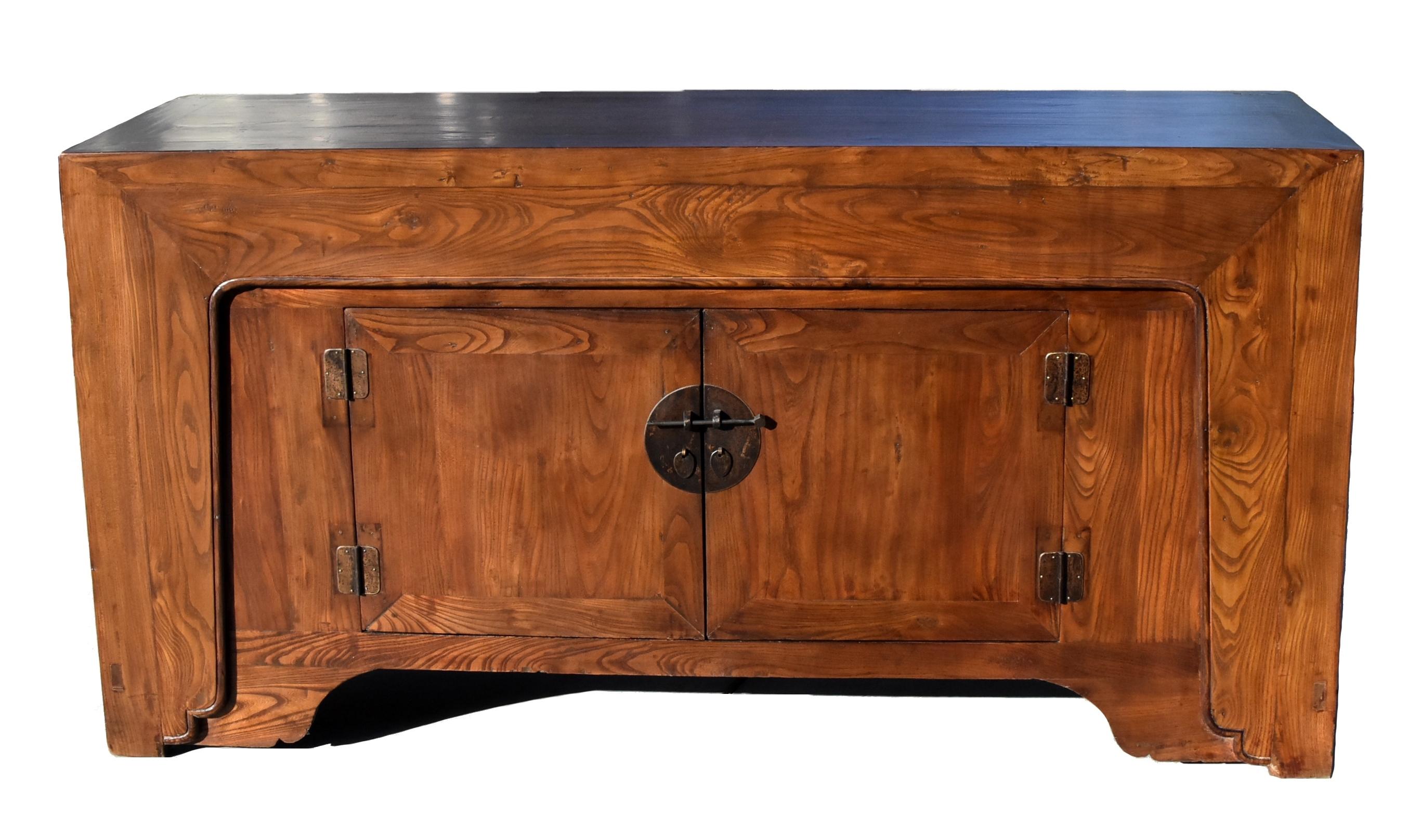 A spectacular 19th century solid wood General's chest from northern China. Mitered, tenon and mortise construction. Heavy, solid, large elm boards with beautiful wood grain. Extra wide, extravagant double framework with elegant, fluid trimming