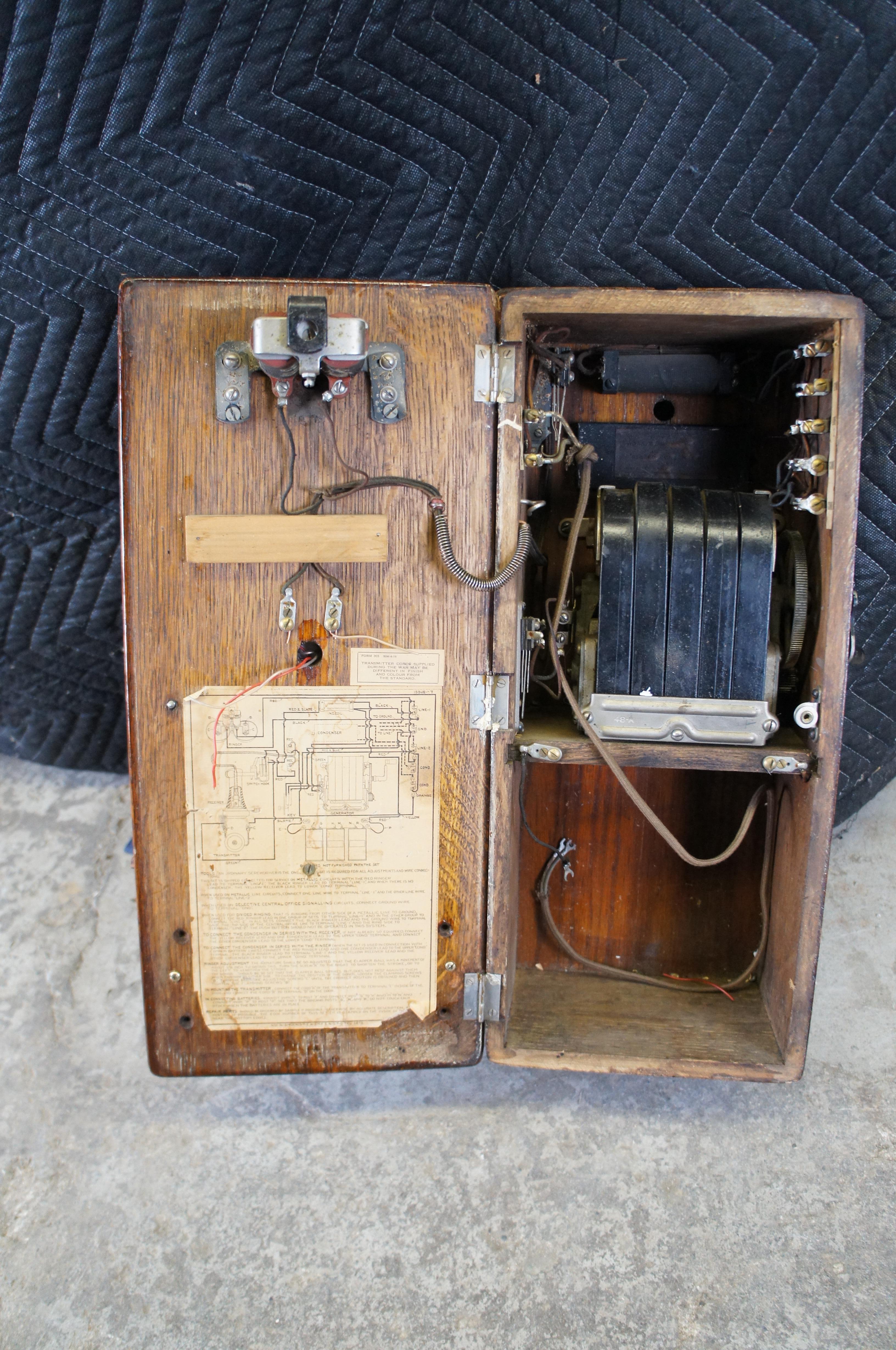 Antiguo Teléfono Telefónico de la Northern Electric Company de Roble Cuarteado 20 6