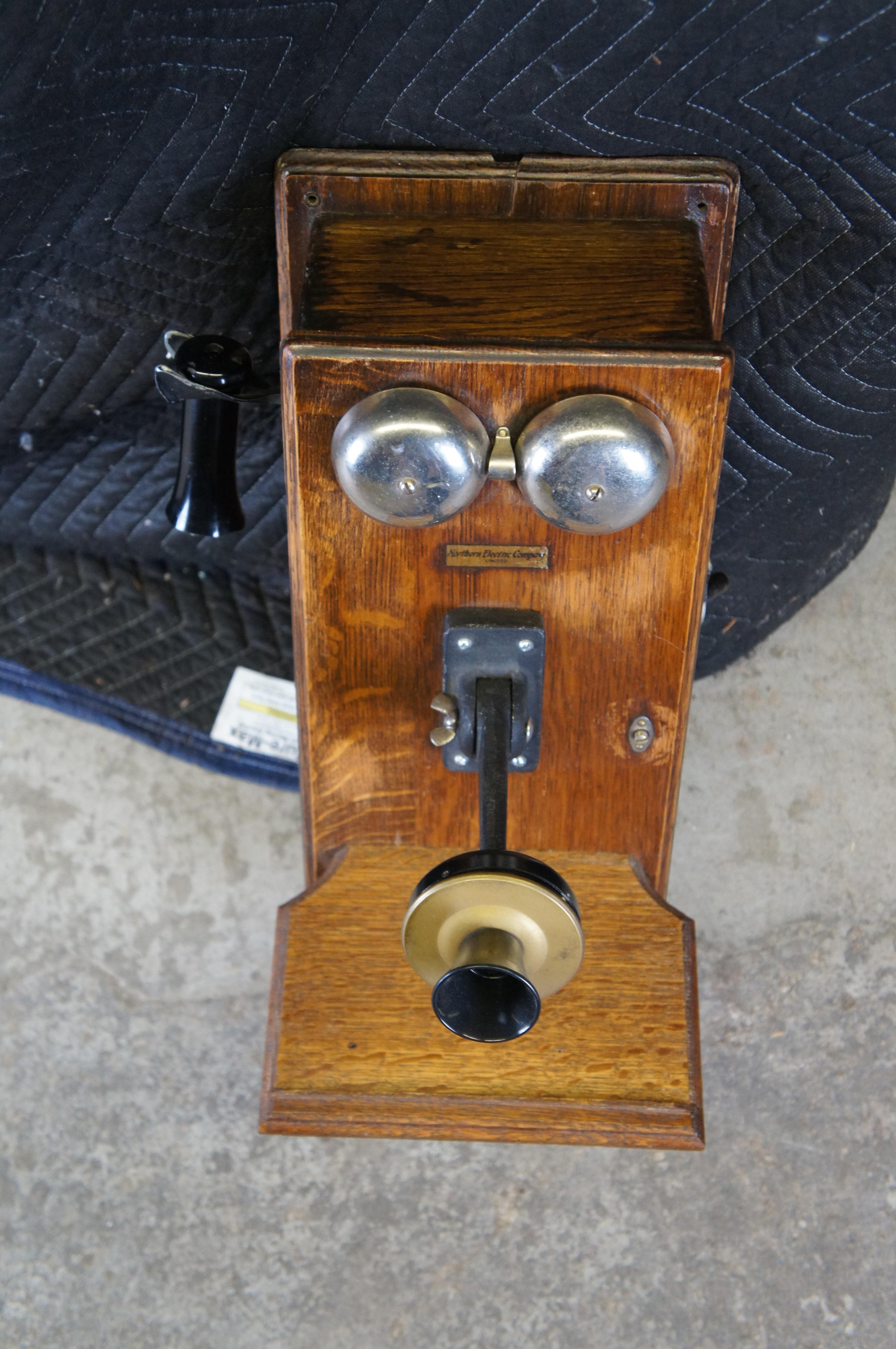 Antiguo Teléfono Telefónico de la Northern Electric Company de Roble Cuarteado 20 2