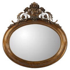 Antique Northern French Louis Philippe Oval Mirror, Rare Horizontal Form, 1850