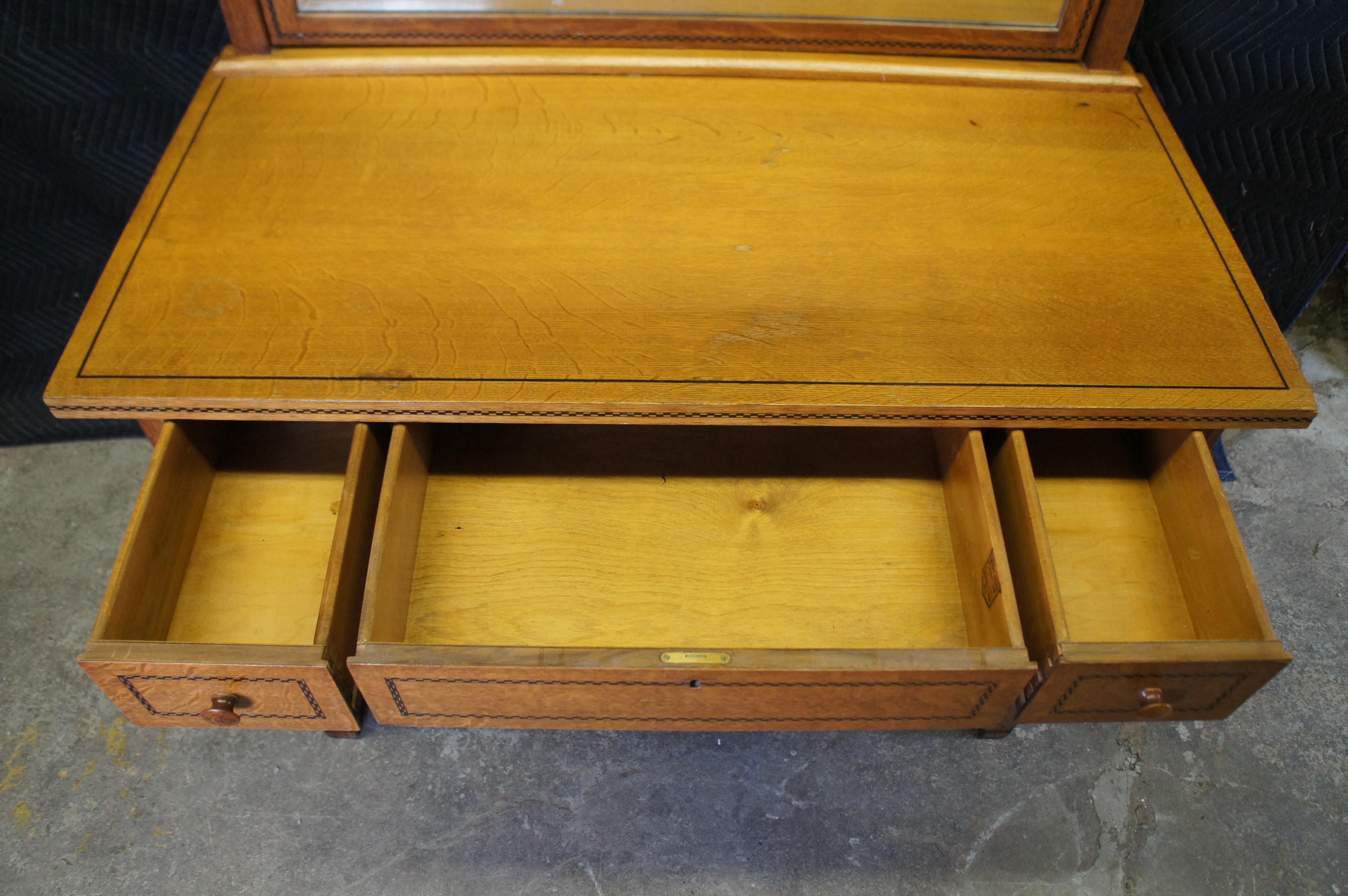 Antique Northern Furniture Victorian Quartersawn Roble Dresser Espejo Cajonera Pecho en venta 2
