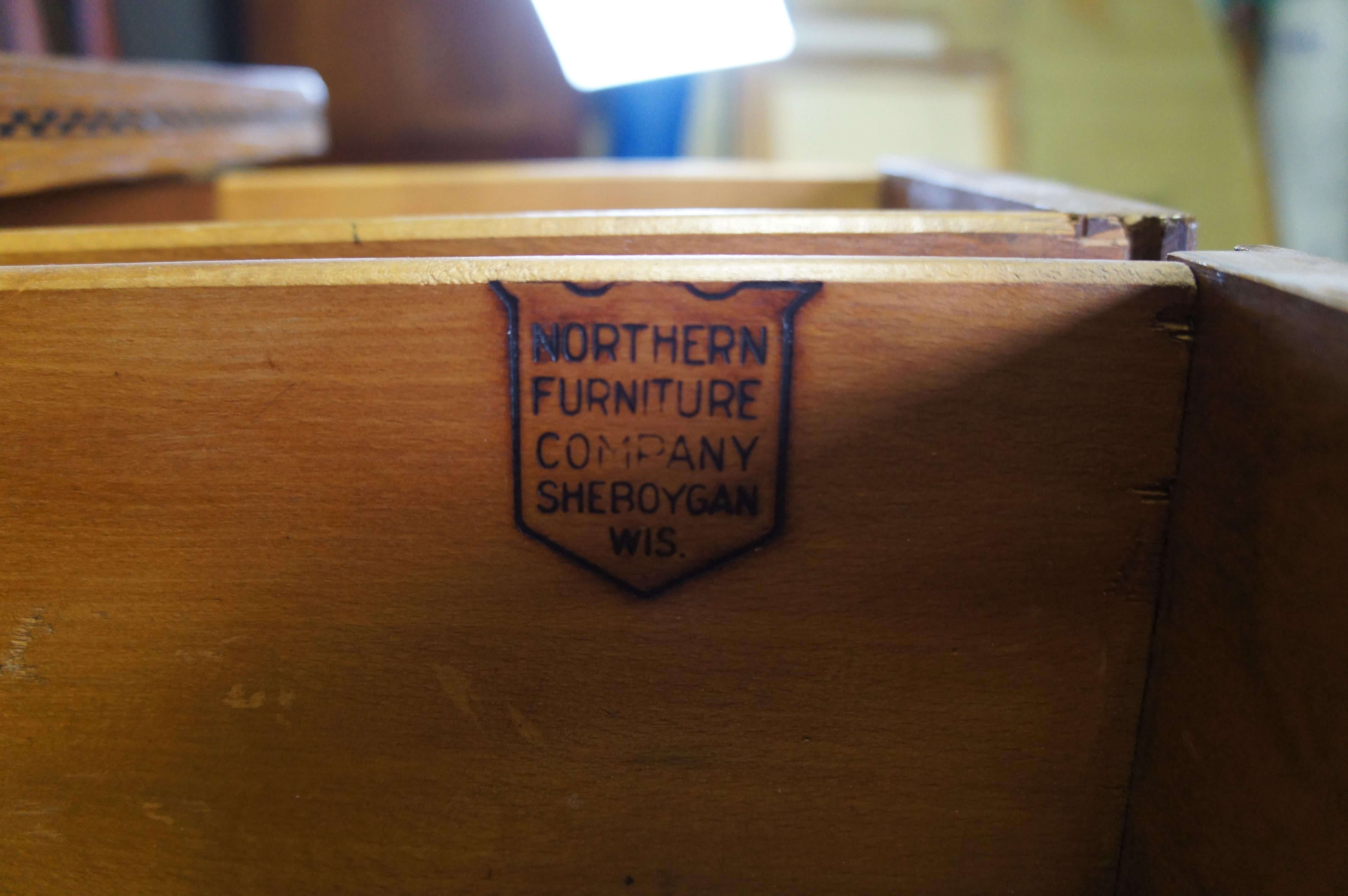 Antique Northern Furniture Victorian Quartersawn Roble Dresser Espejo Cajonera Pecho en venta 3