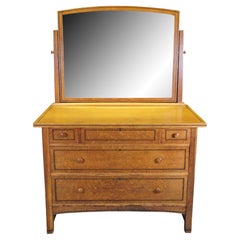 Antique Northern Furniture Victorian Quartersawn Oak Dresser Mirror Chest Drawer