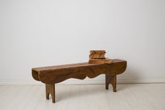 Antique Northern Swedish Country House Bench With Original Faux Paint