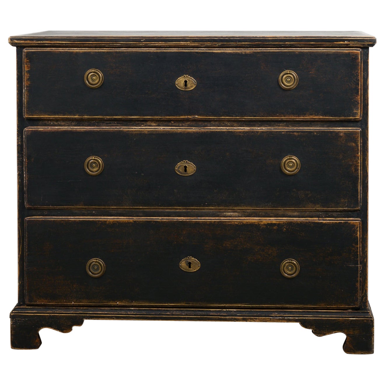 Antique Northern Swedish Country House Chest of Drawers in Late Baroque Style