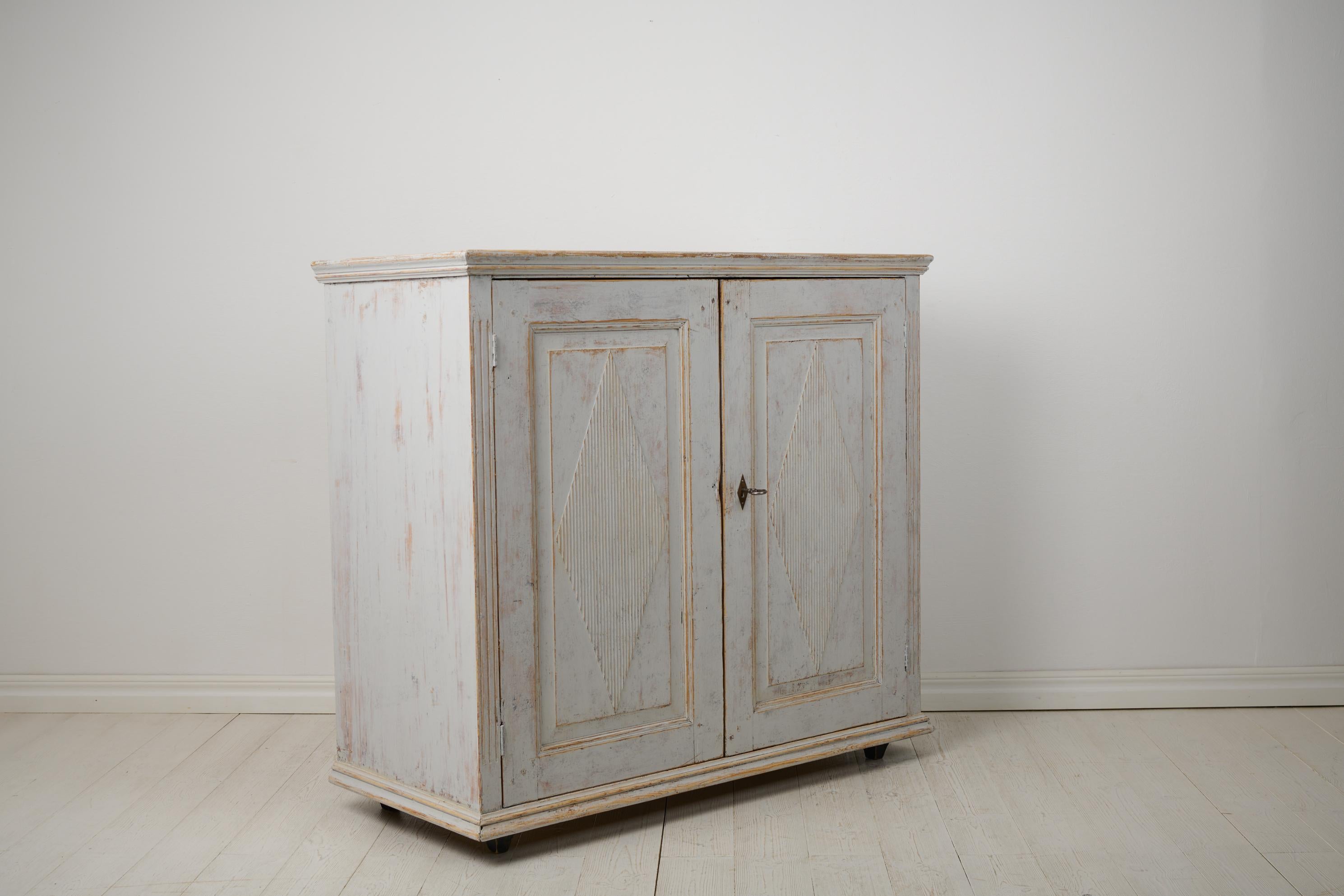 19th Century Antique Northern Swedish Gustavian Period Handmade Rustic Pine Sideboard For Sale