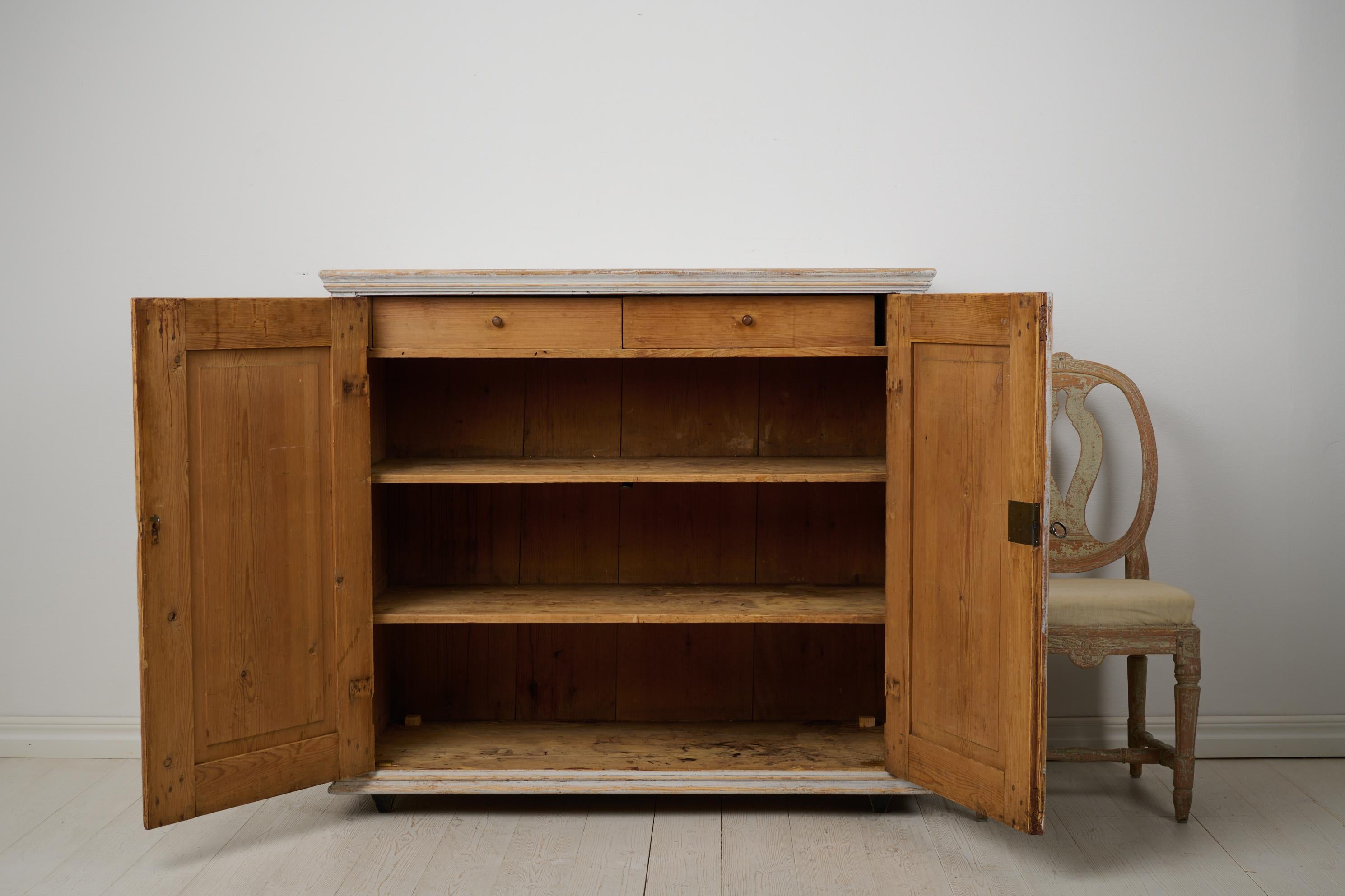 Antique Northern Swedish Gustavian Period Handmade Rustic Pine Sideboard For Sale 2