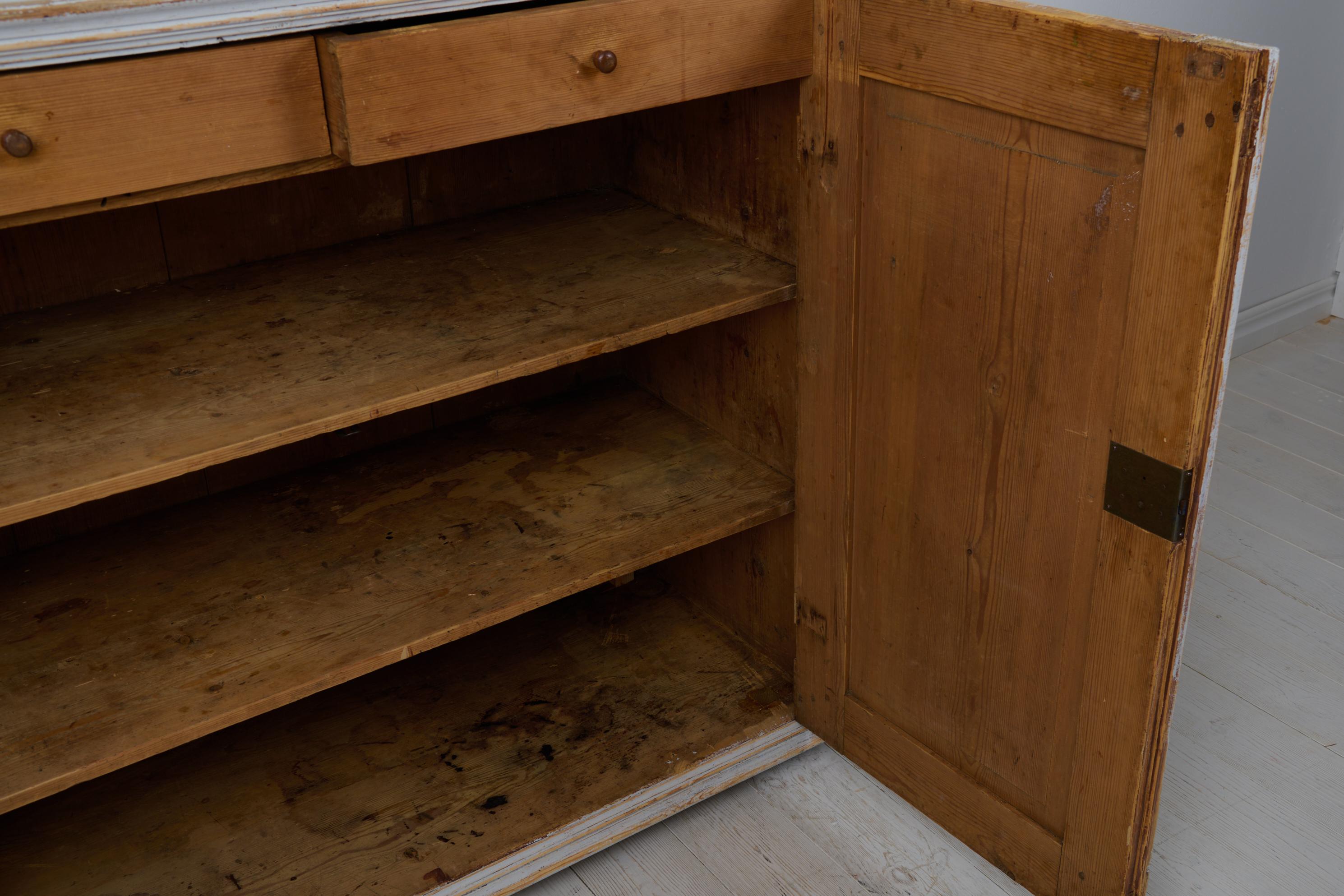 Antique Northern Swedish Gustavian Period Handmade Rustic Pine Sideboard For Sale 4