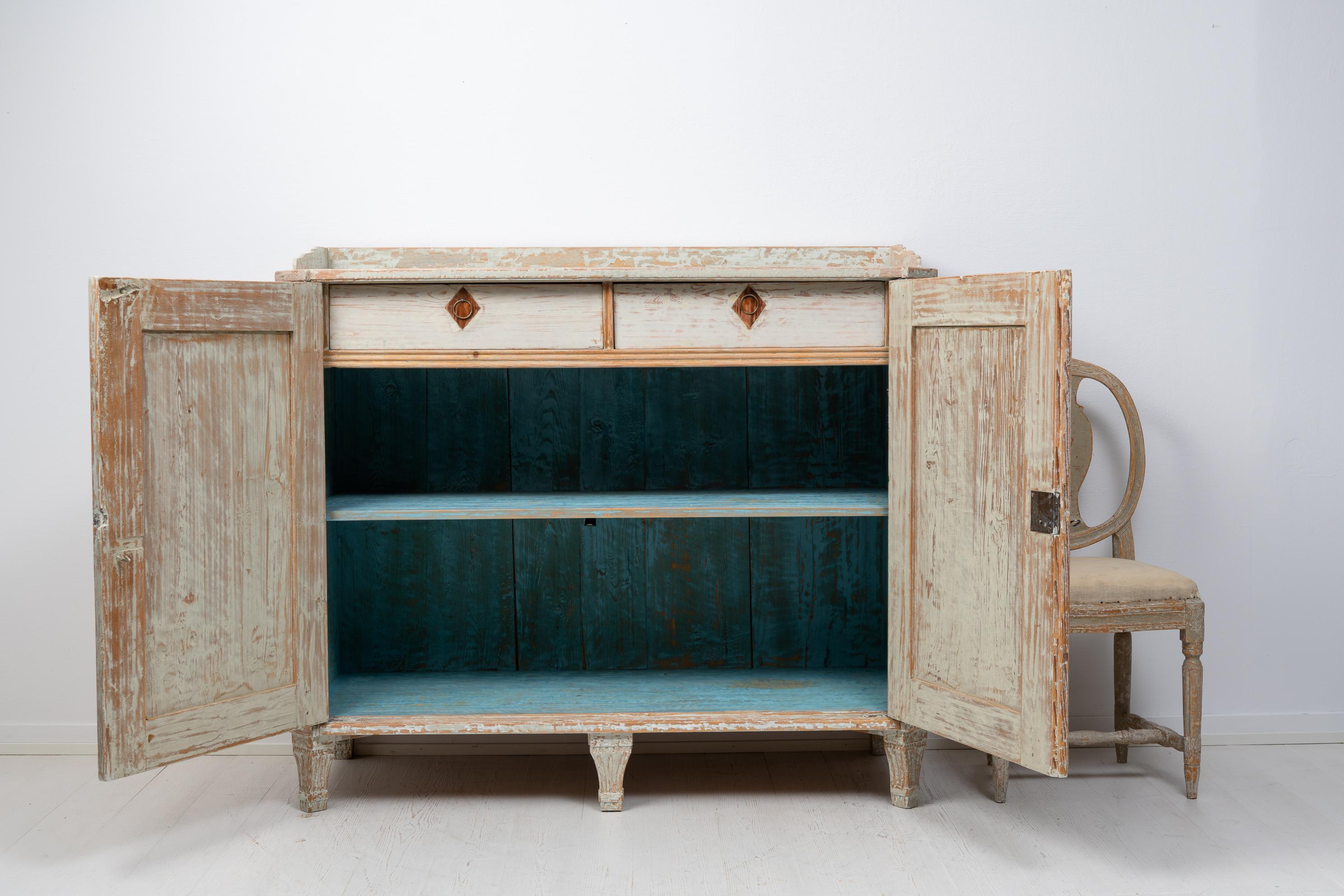 Hand-Crafted Antique Northern Swedish Gustavian Pine Sideboard For Sale