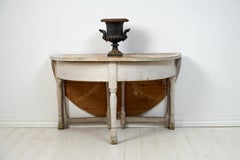 Antique Northern Swedish Handcrafted Solid Pine Round Console Table