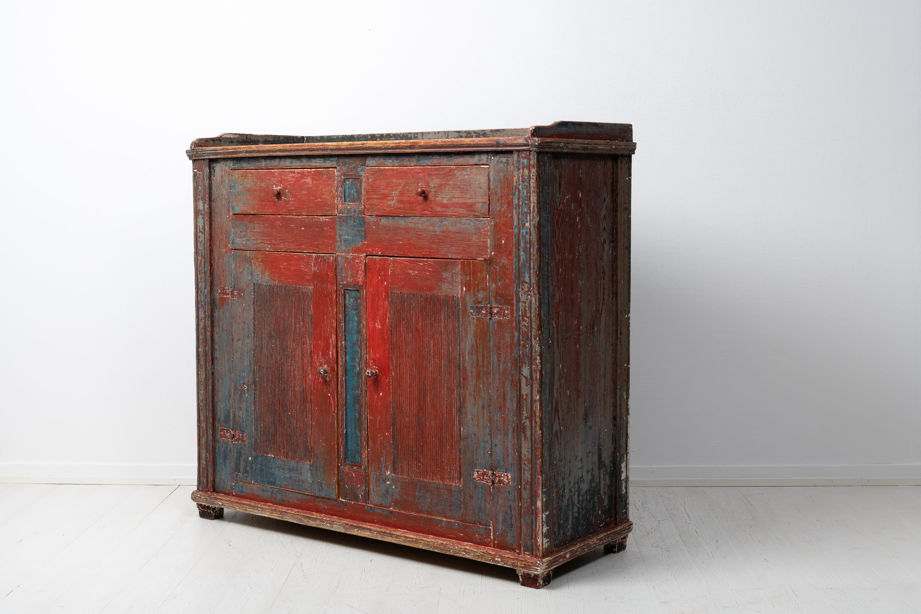 19th Century Antique Northern Swedish Painted Gustavian Sideboard For Sale