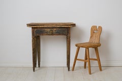 Antique Northern Swedish Rustic Game Table in Pine with Distressed Black Paint