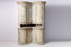 Antique Northern Swedish Unusual Curved Corner Cabinet