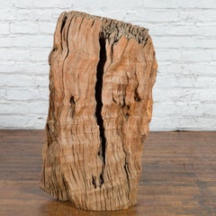 Antique Northern Thai Primitive Folk Teak Planter Made of a Hollow Tree Trunk