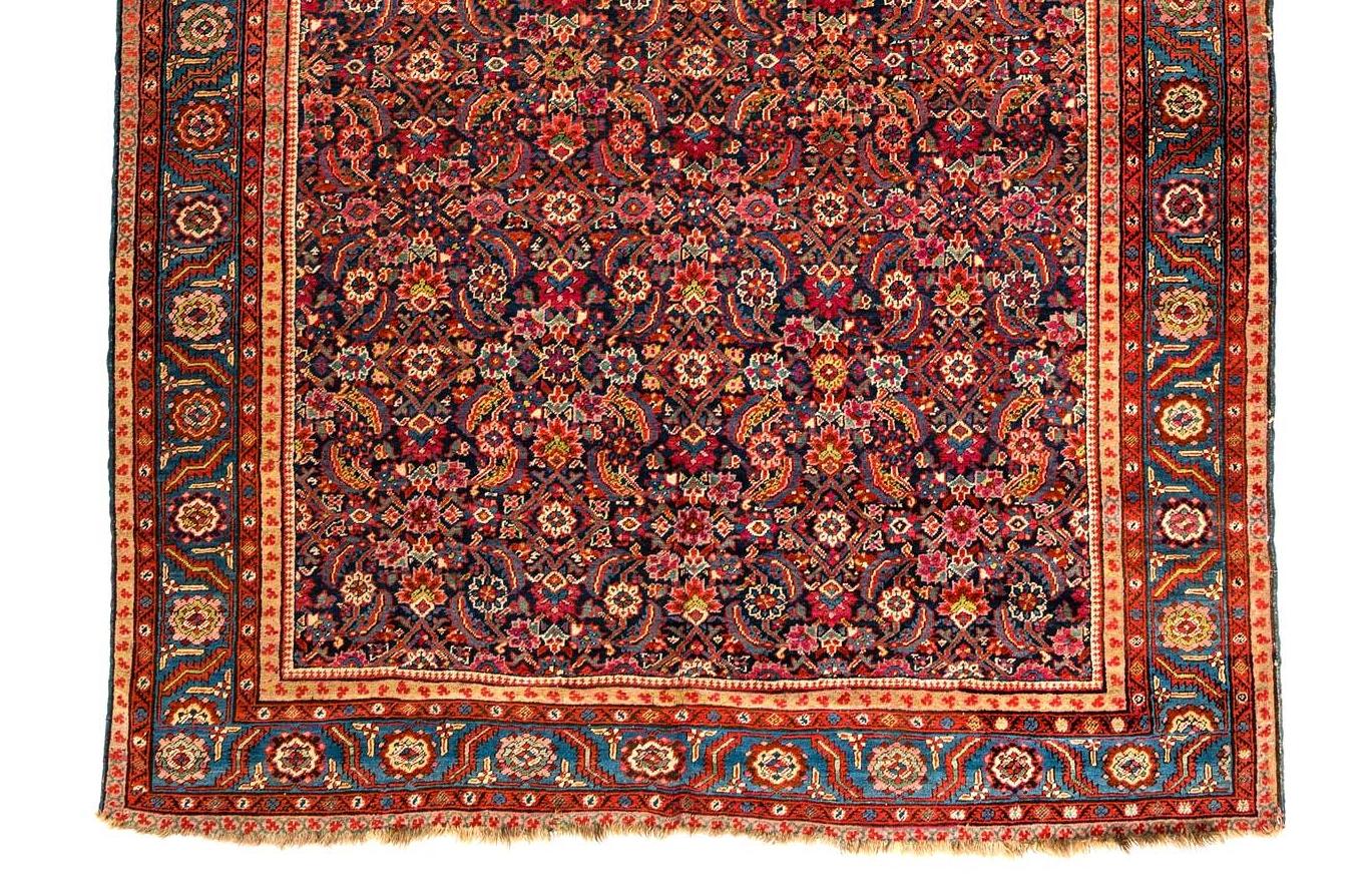 Antique Northwest Persian Bakshaish Hand Knotted Wool Runner In Good Condition For Sale In Evanston, IL