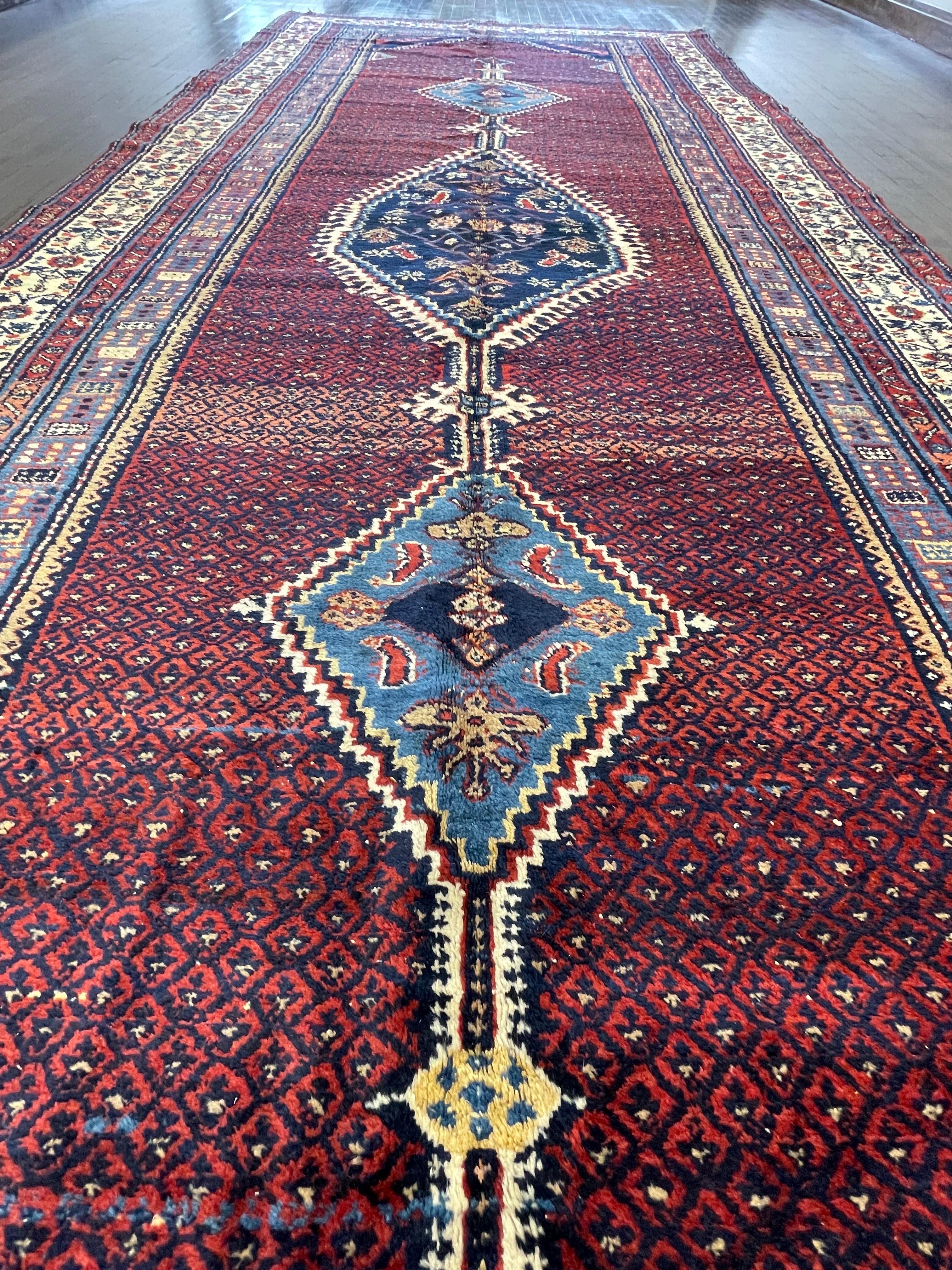 Vegetable Dyed Antique Northwest Persian Corridor Carpet circa 1920 For Sale