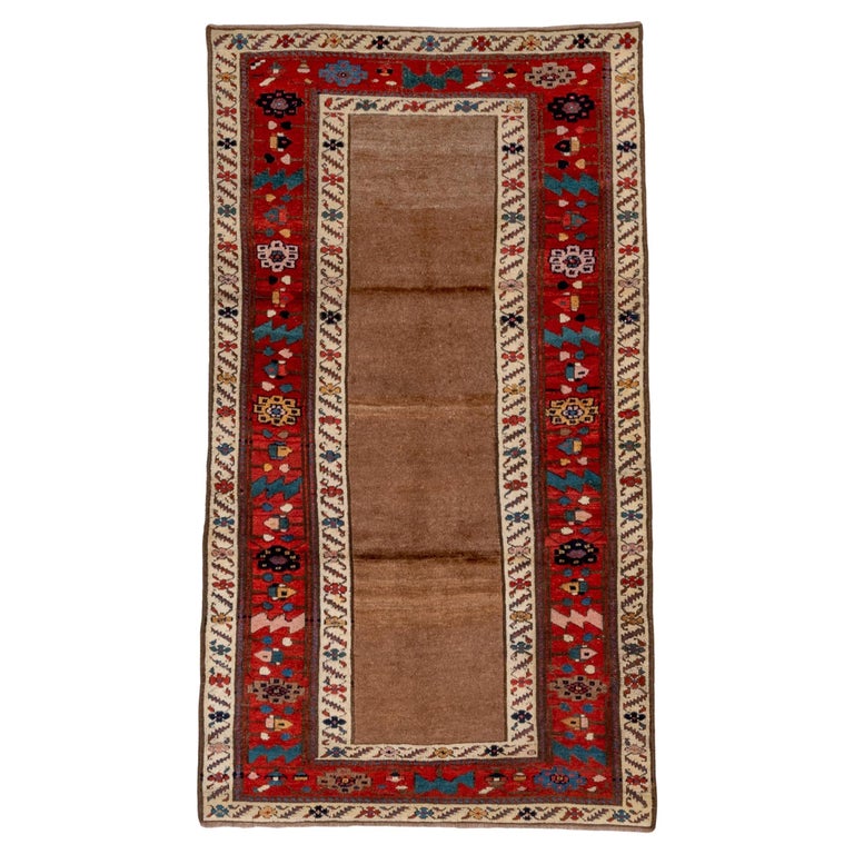 Antique Northwest Persian Kurdish Scatter Rug, Open Camel Brown Field
