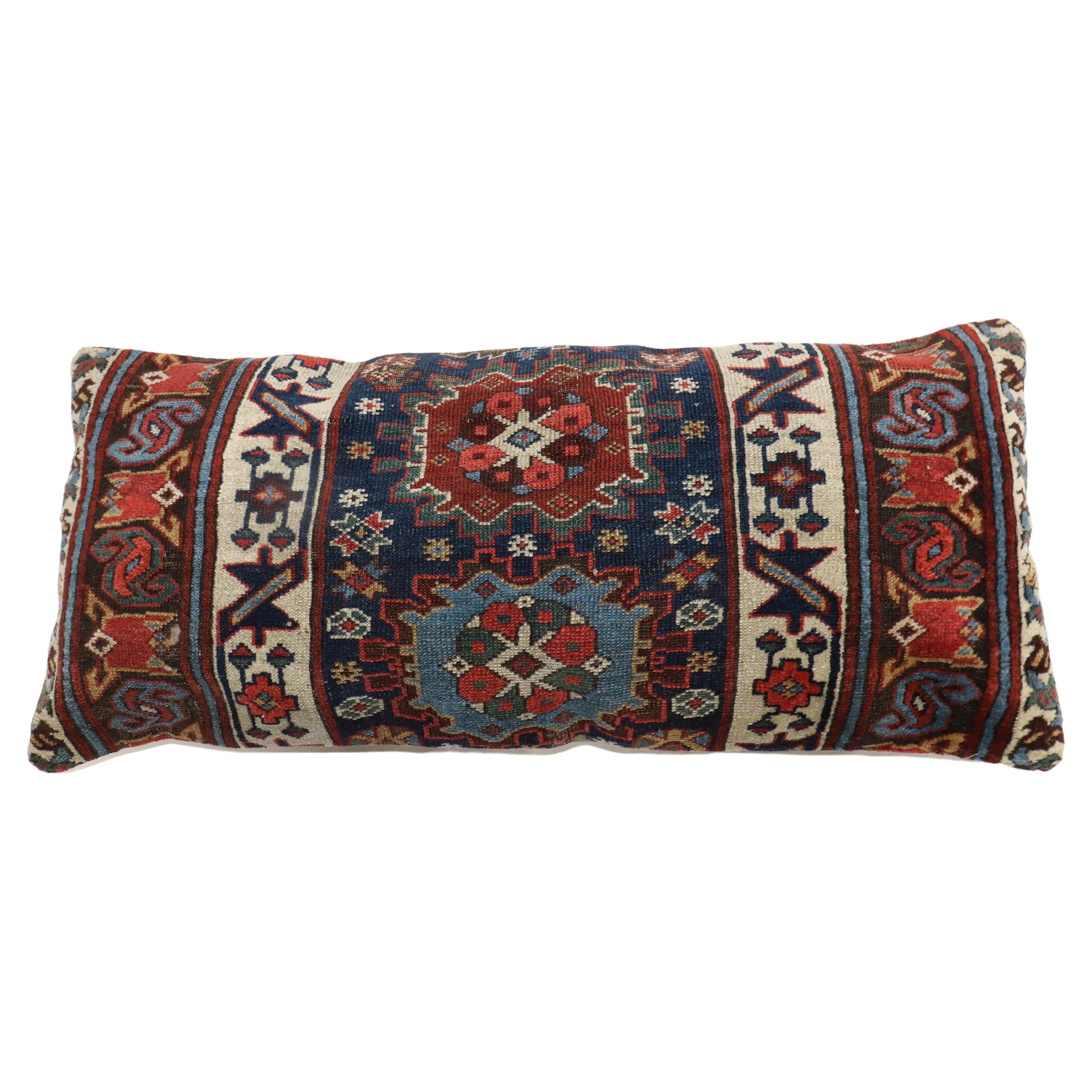 Large Bolster size pillow made from an early 20th century Northwest Persian rug.

Measures: 1'3'' x 2'11''