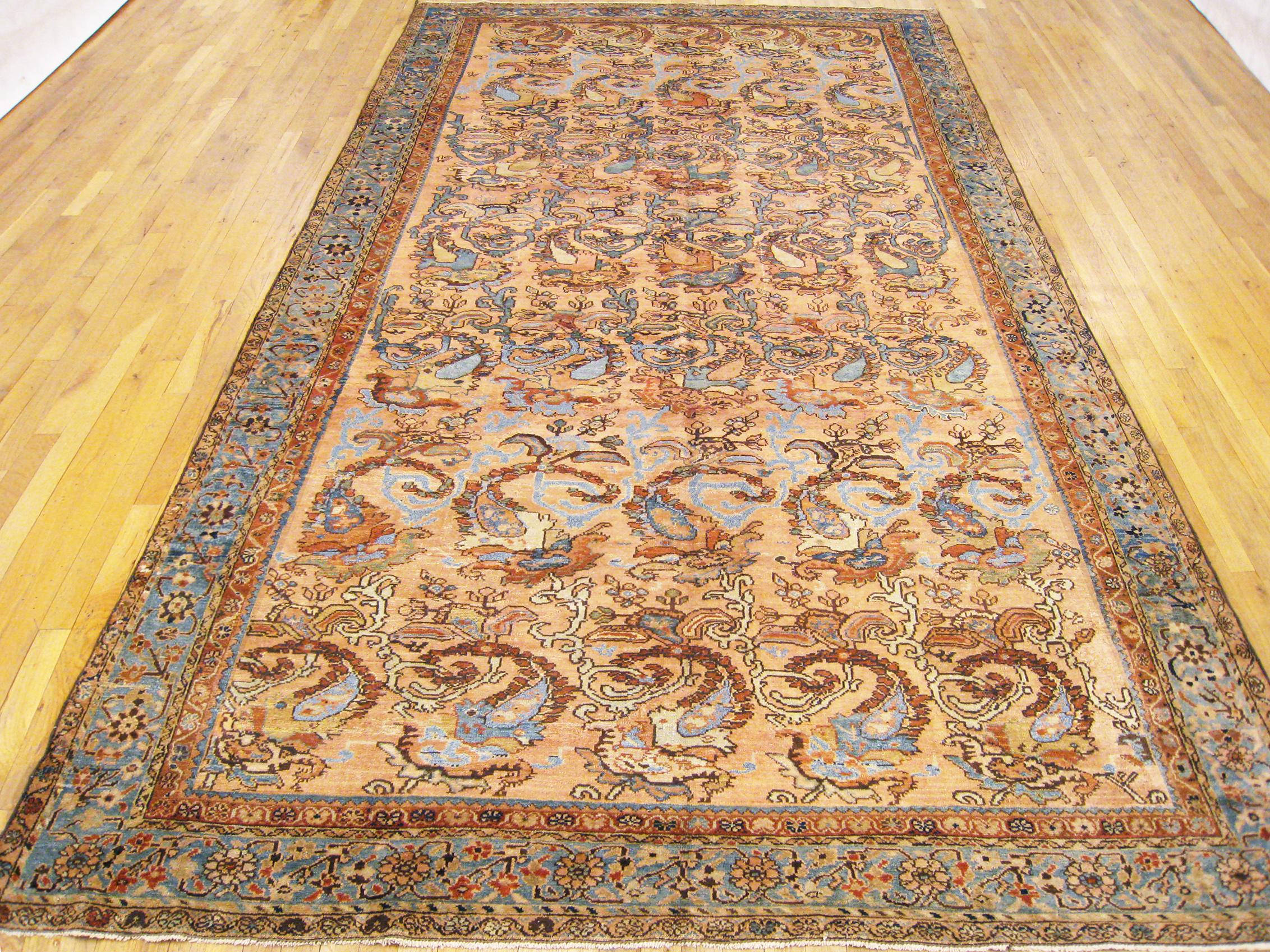 Hand-Knotted Antique Northwest Persian Oriental Rug, in Runner Size, W/ Paisley Design For Sale