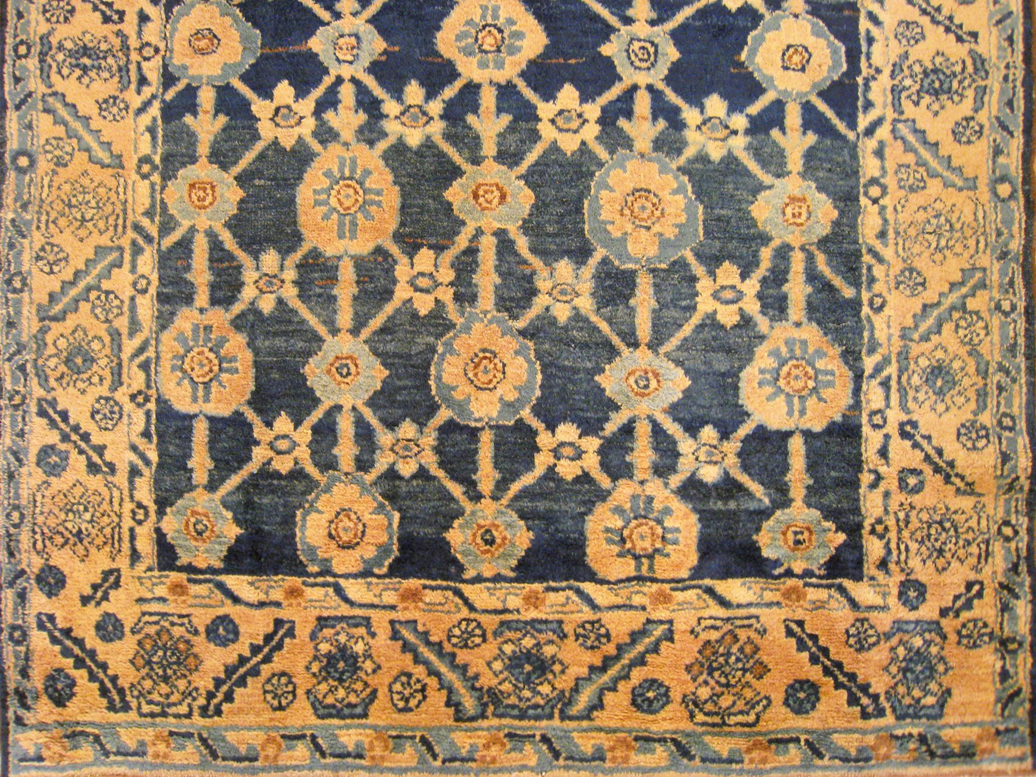 Early 20th Century Antique Northwest Persian Oriental Rug, in Small Size, Blue Field & Repeating For Sale